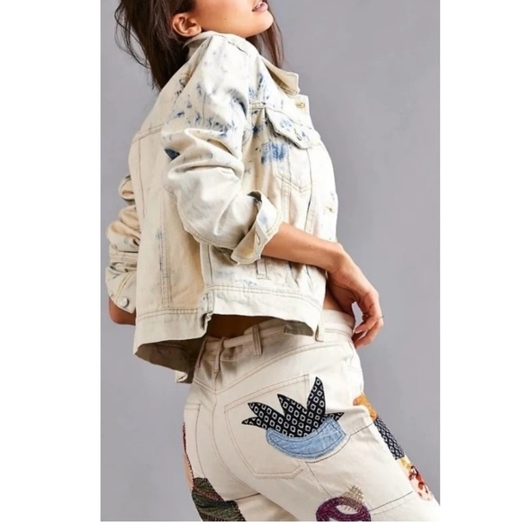 Free People Denim Jean Jacket Jones Tie Dye Bleached Western Size Small NWT NEW - Picture 5 of 16